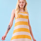 Mesh Cotton Tank Dress in Yellow and Natural