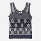 Lila Flower Check Tanktop, Navy and Ivory