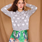 Love Polo Cardigan in Light Grey & Ivory
