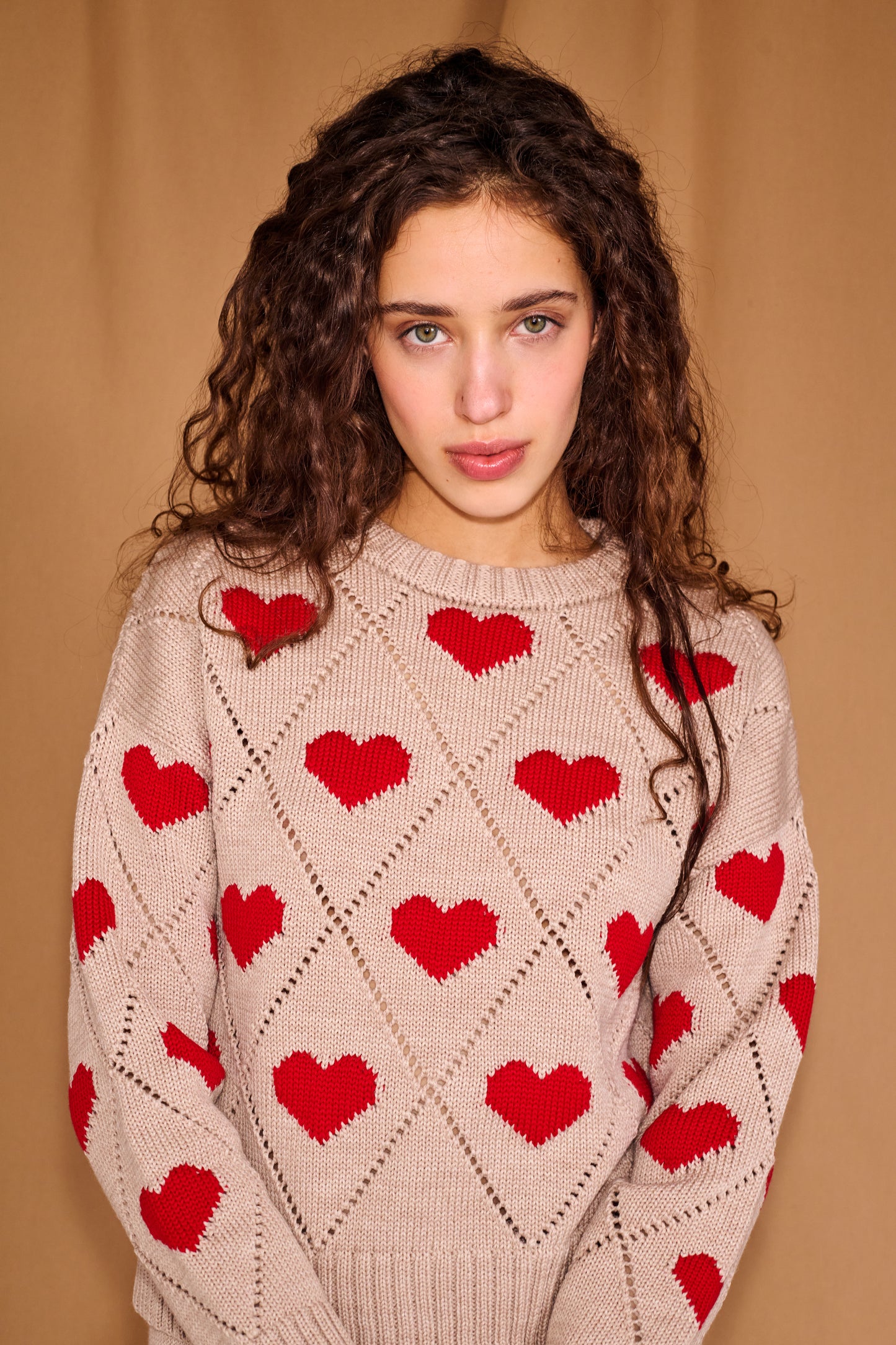Love Sweater in Beige & Red