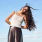 Butterfly Cotton Knit Tank Top in White