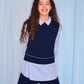 Lara Vest in Navy & Ivory