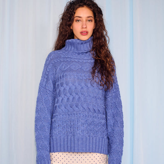 Cable Sweater in Blue Marl