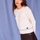 Lara Charm Sweater in Ivory & Navy