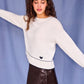 Lara Charm Sweater in Ivory & Navy