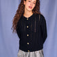 Ailis Eyelet Cardigan in Black