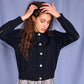 Ailis Eyelet Cardigan in Black
