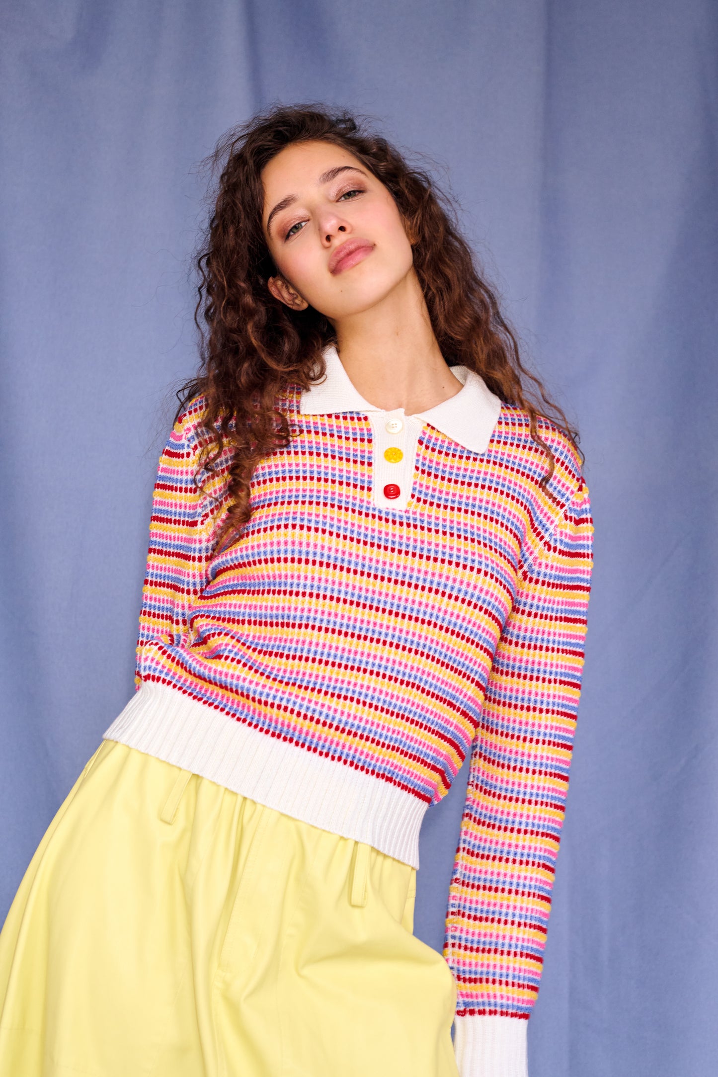 Mismatch Polo Sweater in Multicolor