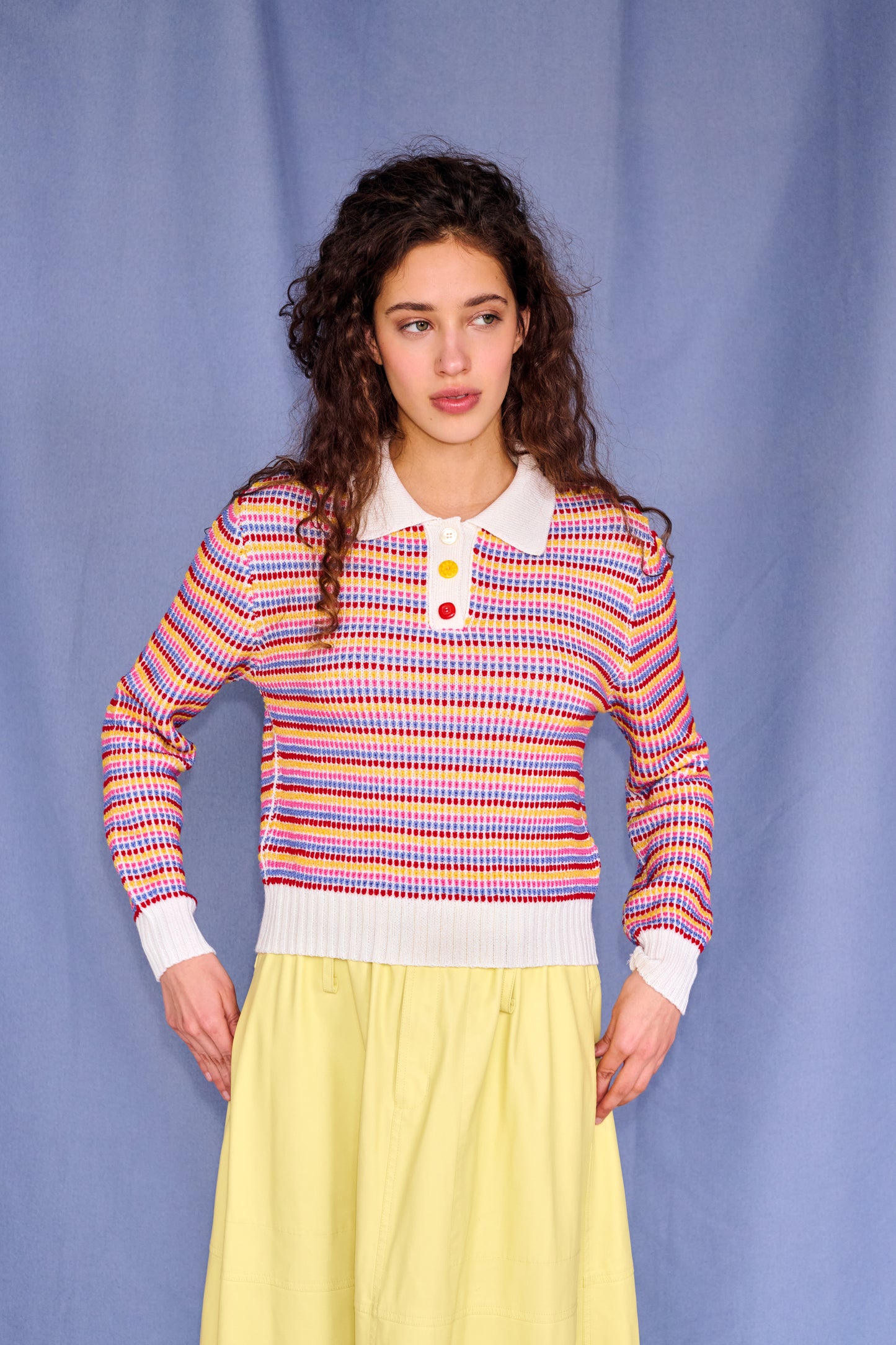 Mismatch Polo Sweater in Multicolor