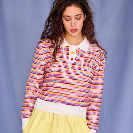 Mismatch Polo Sweater in Multicolor