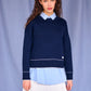 Lara Charm Sweater in Navy & Ivory