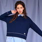 Lara Charm Sweater in Navy & Ivory