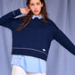 Lara Charm Sweater in Navy & Ivory