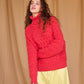 Cable Sweater in Red Marl