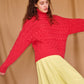 Cable Sweater in Red Marl