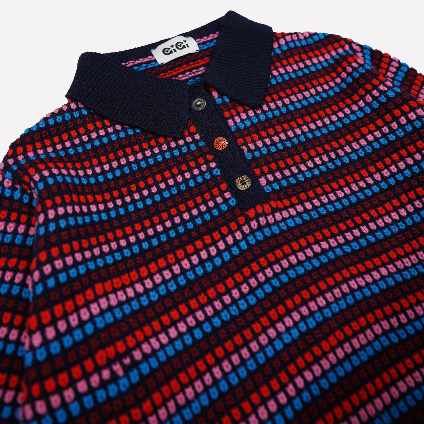 Mismatch Polo Sweater in Navy Multi