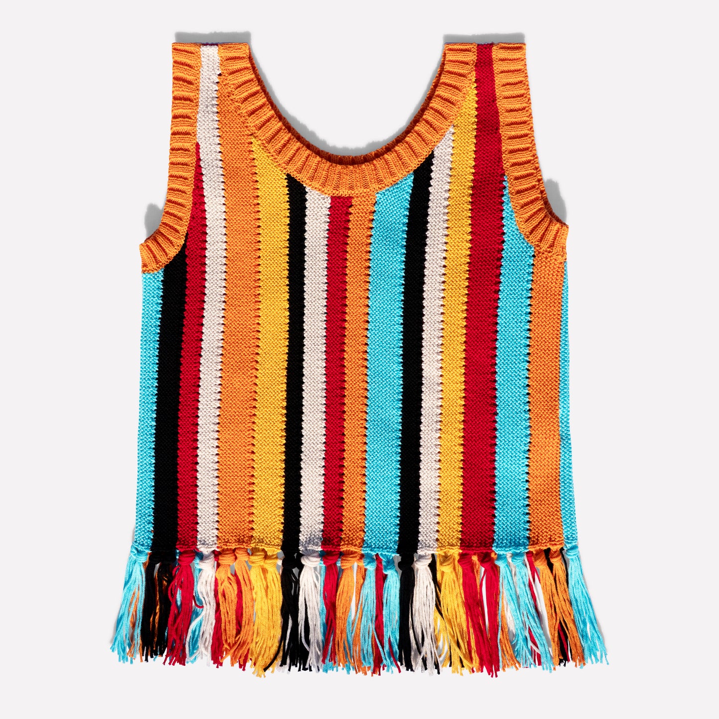 Naia Stripe Fringe Tanktop, Multicolor