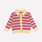 Stripe Polo Cotton Cardgan In Yellow Multi