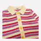 Stripe Polo Cotton Cardgan In Yellow Multi