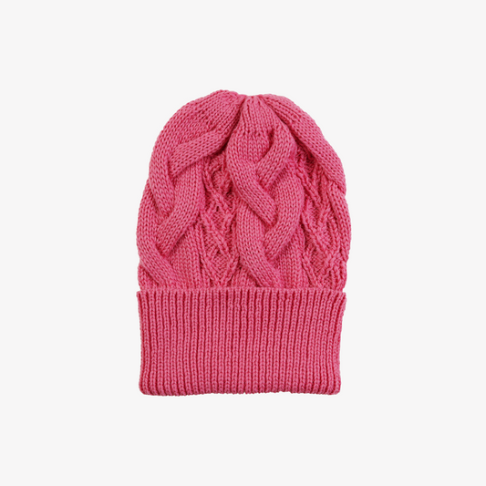 Cable Hat in Hot Pink