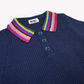 Crochet Polo Top in Navy