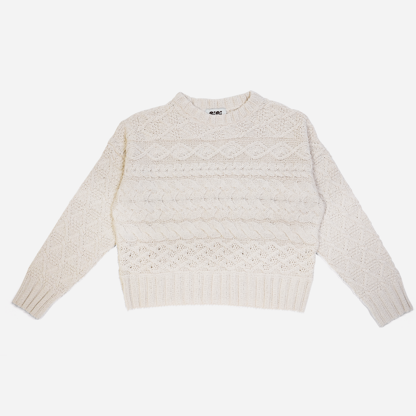 Cable Crewneck Sweater in Natural