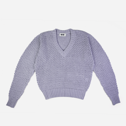 Mesh Cotton Sweater in Lavender