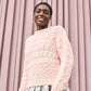 Cable Cotton Sweater in Light Pink