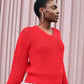 Mesh Cotton Sweater in Red
