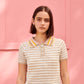 Crochet Polo Top in Beige