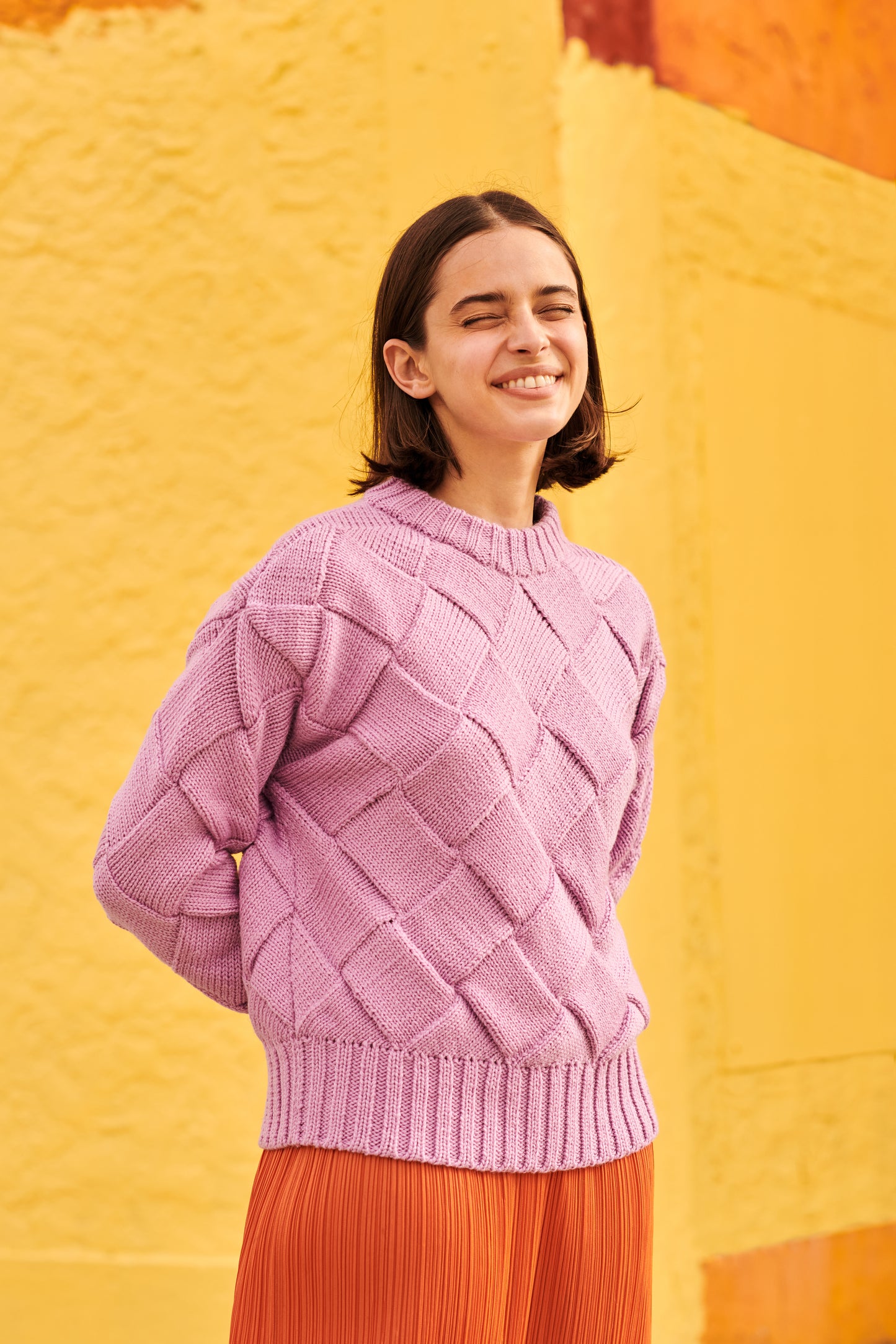 Basket-Weave Sweater in Lavender