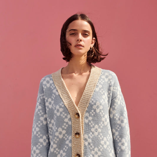 Flower Chain Cardi in Light Blue