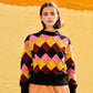 Basket-Weave Sweater in Multi Burgundy
