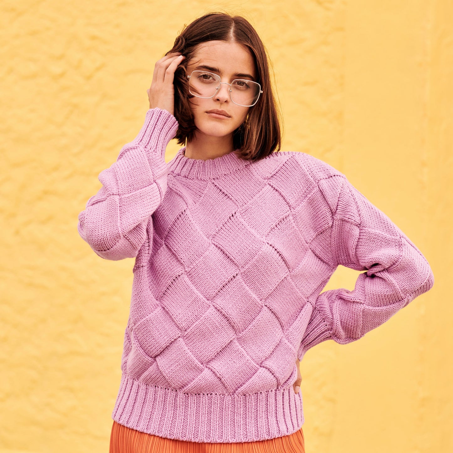 Basket-Weave Sweater in Lavender –