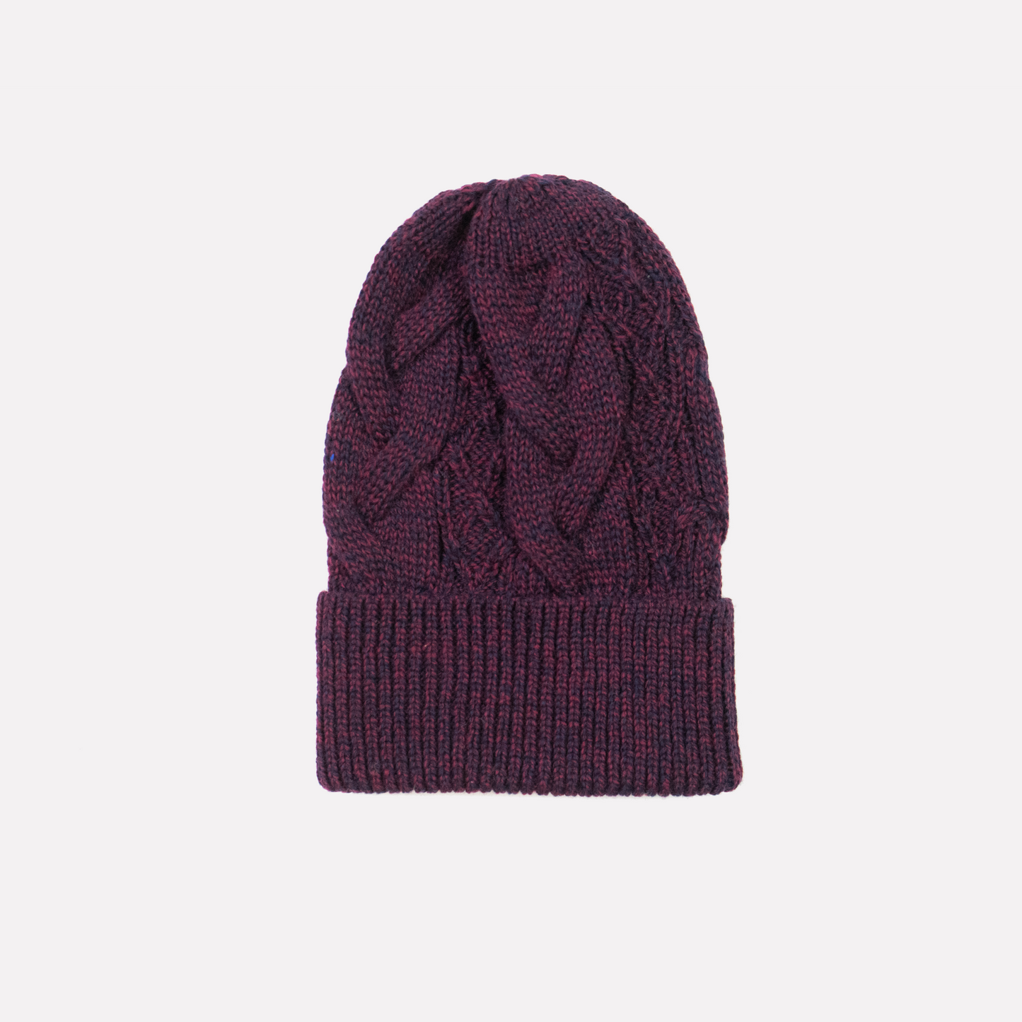 Cable Hat in Burgundy Marl